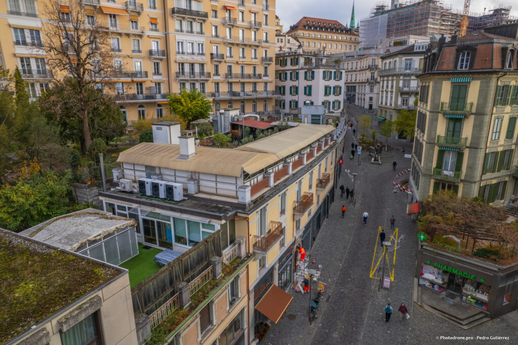 Chantier de rénovation du Petit-Chène 28 à Lausanne